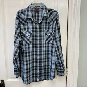 Vintage Plains western wear pearl snap button down light weight shirt men's xl‎